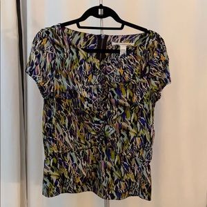 Multicolored camouflage silk blouse